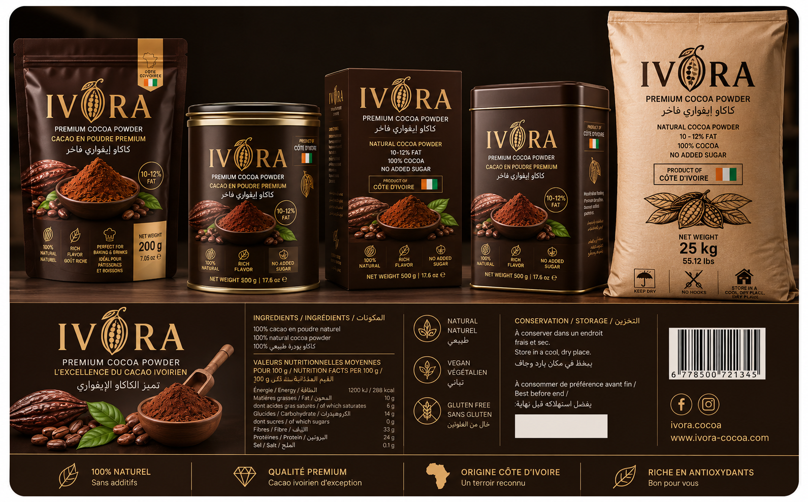 IVORA cocoa packaging